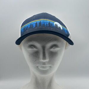 Columbia Mens Womens S‎ M Unisex Trucker Hat Blue White Mesh Cap Nature Scene